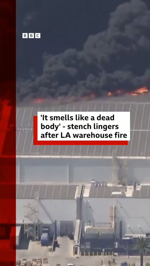 On 17 June, a fire destroyed a large cold storage warehouse in Los Angeles, California, leaving behind some 85 million pounds of rotting food, including beef, pork, poultry and seafood.
 
Nearly two months later, residents of Boyle Heights say the clean up has taken a lot longer than expected, and they've grown frustrated with the pungent odour hovering over the area.
 
Tap the link in @BBCNews’s bio to learn more. 
#BBCNews
