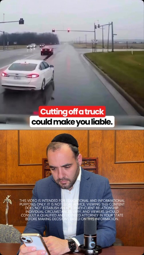 Getting rear-ended usually means the car behind you is at fault. Cut off a semi truck, and that rule flips completely.

Trucks require far more stopping distance than passenger vehicles. When a car moves in front of a truck without enough clearance, especially in the rain, the truck has no physical ability to stop in time. The car created the accident regardless of who made contact with whom.

Fault in truck accident cases is rarely as simple as who hit who. The sequence of events in the seconds before impact determines everything.

If you were involved in a truck accident in New York, call us before you accept any version of fault.

We handle truck accidents, car accidents, motorcycle accidents, slip-and-fall, premises liability, and personal injury cases across all 5 boroughs of New York City.

Free consultation: (516) 531-7833.