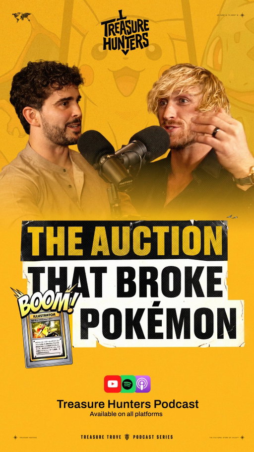@loganpaul shares what was going through his mind when @treasuretrove purchased his PSA 10 Pikachu Illustrator for $16,492,000. 👀

It was a record-breaking night that collectors will never forget. ⚡️

Catch the full episode of Treasure Hunters this Tuesday on YouTube, Spotify and Apple Podcasts. 🎧