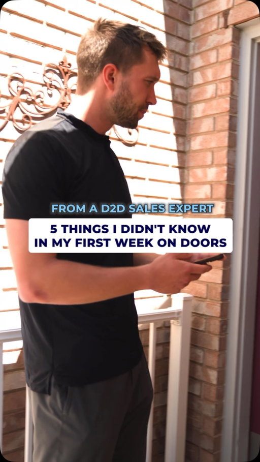 Every rep wastes their first week learning things that should have been taught before day one. Here’s what nobody told me.

1. The “no soliciting” sign is not a legal barrier; it’s a social one. Most homeowners put it up and forget it exists. How you handle it determines whether you get a conversation or a closed door

2. Rejection in week one feels personal because you haven’t built enough volume to see it as math yet. The rep who survives that feeling is almost always the one who makes it

3. Your opener matters more than your pitch. If the first ten seconds don’t land right, the homeowner has already decided before you get to the service

4. Silence at the door is not failure; it’s the homeowner processing. Most new reps fill it with nervous talk and undo everything they just built

5. The doors that don’t answer are not wasted. Consistent presence in a neighborhood builds familiarity, and familiarity builds trust before you ever knock again

Week one isn’t about closing. It’s about surviving long enough to learn what closing actually requires.

What’s the one thing you wish someone had told you before your first door?