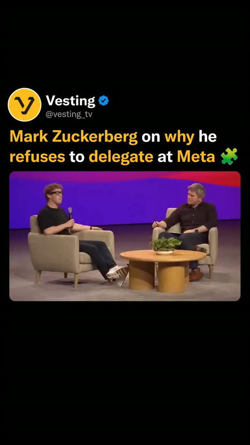Mark Zuckerberg explains why he doesn't like to delegate 

Source : Stripe Sessions 

#startup #ai #Entrepreneurship