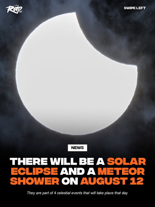 There are 4 celestial events happening on August 12‼️🌙

ABC reports that a total solar eclipse will take place during the afternoon on August 12, and will be partial in 24 US states starting at 1:43 pm ET 🌔

August 12 marks the annual Perseid meteor shower, which will be visible from the evening to the early morning of the following day 👀

In addition to the start of a “New Moon” phase, August 12  will also have a rare 6 planet alignment, or “planet parade,” that includes Jupiter, Mercury, Mars, Uranus, Saturn, and Neptune 🤯