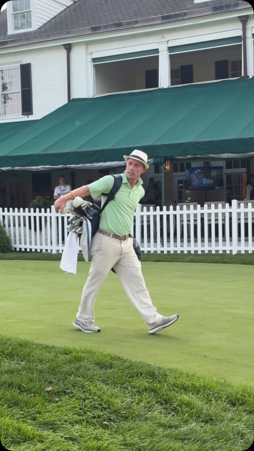 No caddie, no problem. Matthew Lowe is one of just seven golfers (312 total) carrying his own bag at the U.S. Amateur. He also rocked a legendary fit in the first group to tee off this morning at Merion.