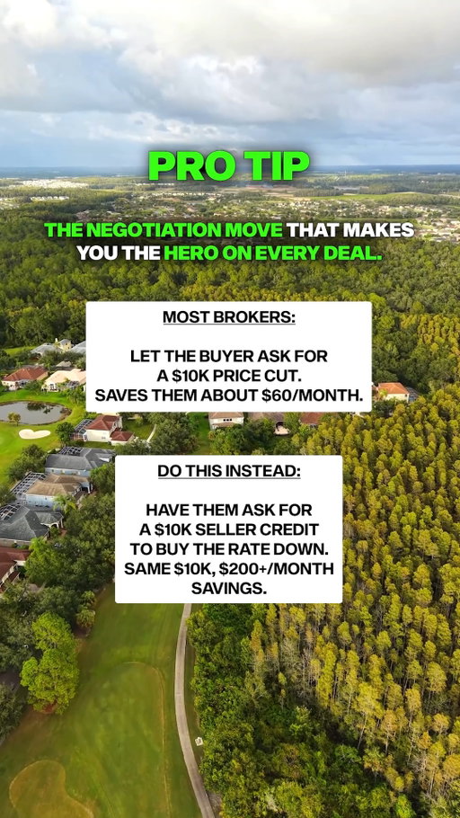 Stop letting buyers chase price cuts when a seller credit saves 3x more money!

#pricedrop #loan #credit