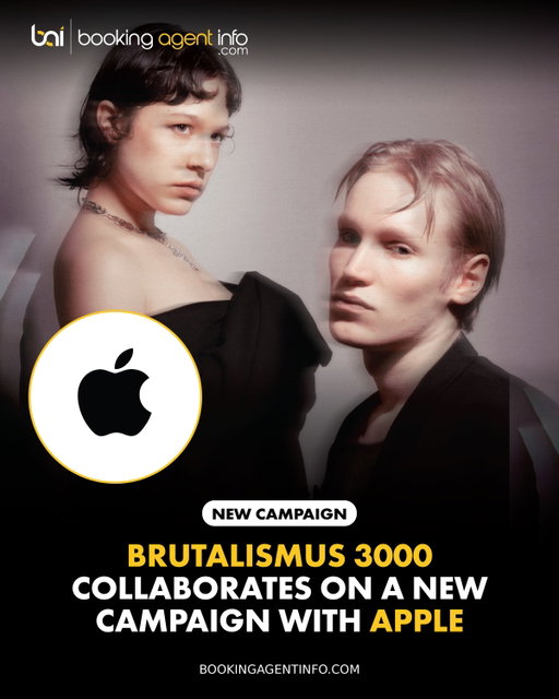 Brutalismus 3000 (@brutalismus3000) have teamed up with Apple (@apple) for a new Shot on iPhone campaign built around “Kairo,” a track from the Berlin electronic duo’s latest album, Harmony.

Shot entirely on iPhone 17 Pro Max, the experimental music video flips the usual concert-film format by handing much of the creative control to the crowd.

During the performance, Victoria throws an iPhone into the audience, allowing fans inside the rave to collectively capture the night from their own perspective.

Apple also extended the rollout into the duo’s home city ahead of the film’s release, collaborating with Brutalismus 3000 on a Berlin mural activation that saw one of the group’s signature stickers placed across an iPhone 17 Pro mural.

The project continues Apple’s long-running use of musicians to push its camera and creative storytelling campaigns.

In 2024, The Weeknd filmed the music video for “Dancing in the Flames” as a Shot on iPhone project, while Stormzy starred in the 2025 short film Big Man, shot entirely on iPhone 16 Pro.

Apple also teamed with Metallica last year for an immersive concert film captured for Apple Vision Pro.

Create a free account at BookingAgentInfo.com to be the first to know about new music brand partnerships

Follow @bookingagentinfo_ for more