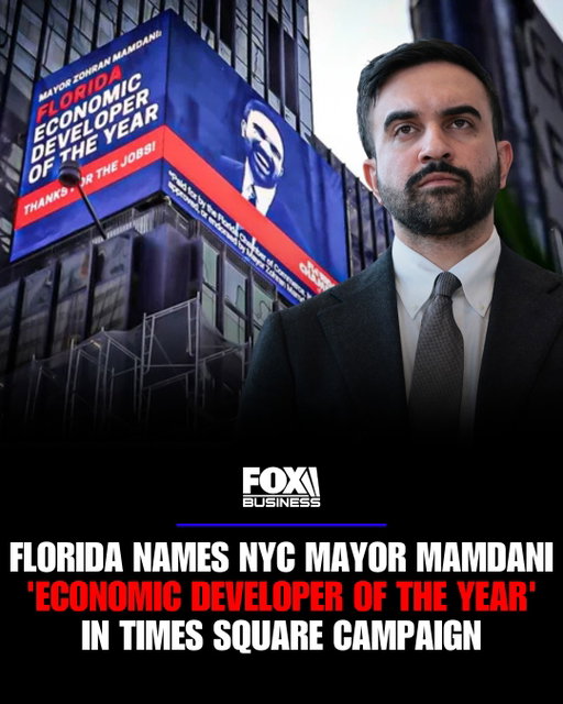 Florida is taking its rivalry with New York straight to Times Square.

A massive new billboard in the heart of Manhattan has a message for NYC Mayor Zohran Mamdani: “Thanks for the jobs!”

The Florida Chamber of Commerce named Mamdani its “Economic Developer of the Year,” saying New York’s progressive tax policies are helping push businesses, wealth and residents toward the Sunshine State.

The Chamber says the campaign is about more than a little trolling — it’s meant to make a broader case for lower taxes and free enterprise as Florida continues to attract people and businesses from high-tax states.

And they picked one of New York City’s busiest corners to make sure the message gets noticed.