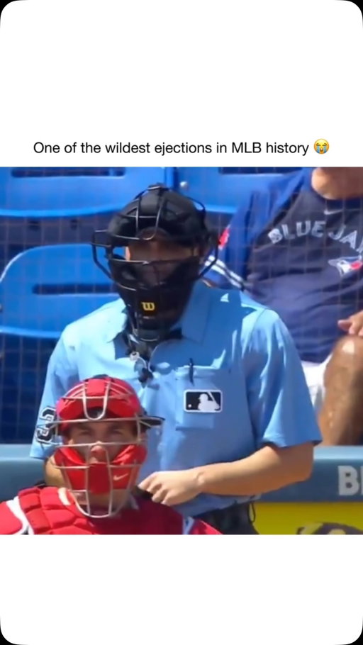 March 27, 2023. Dunedin, Florida. Bottom of the 4th. One of the strangest ejections baseball has ever seen. Craig Kimbrel gets called for a pitch-clock violation. Kimbrel asks for a new ball, gets one, then tosses it and asks for another. Ump Randy Rosenberg tries flipping THAT ball to Realmuto — but Realmuto, back turned, pulls his glove away thinking Kimbrel already got it. Ball hits the dirt. Rosenberg ejects him on the spot. Realmuto’s reaction: “How does he expect me to know he’s giving me the ball right there? I’m not even looking at him.” First career ejection. Softest ever. 🤷‍♂️