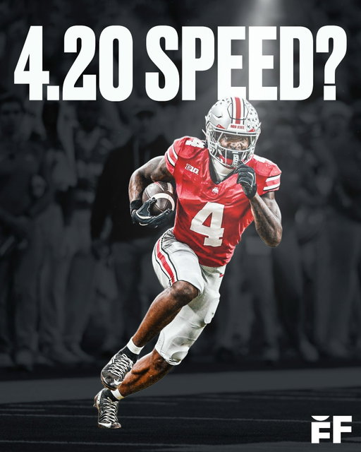 Ohio State star WR Jeremiah Smith, who's listed at 6-3, 224 pounds, clocked a 1.44-second 10-yard sprint this offseason, which is FASTER than Xavier Worthy, who is nearly 60 POUNDS lighter at 165 (1.49s) 😳

Worthy clocked an NFL record 4.21 forty-yard dash. 

Will Smith be able to shatter that mark with a 4.20? ⚡️
