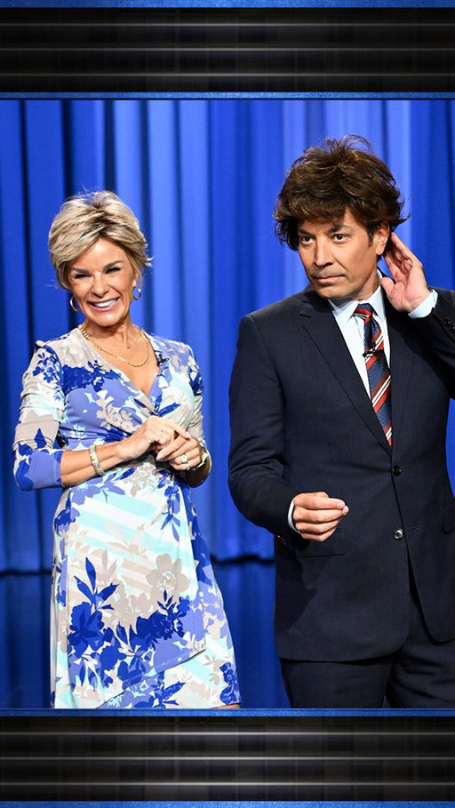 @qvc’s Toni Brattin (@tonibrattinhairfabulous) makes a special appearance to surprise Jimmy with his own wig 🤣 #FallonTonight