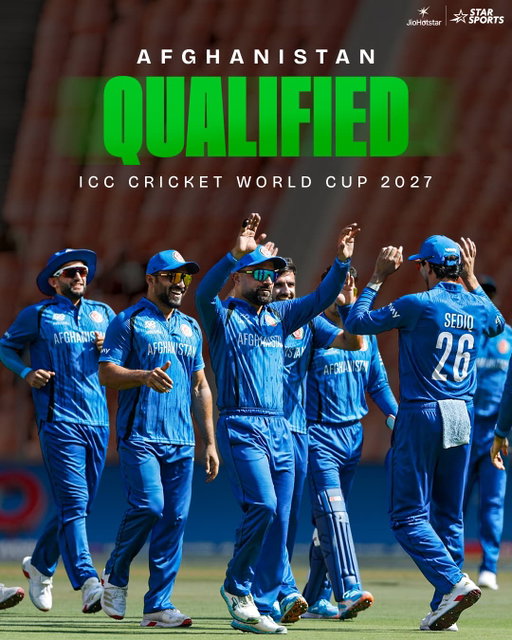 Afghanistan are 𝙒𝙤𝙧𝙡𝙙 𝘾𝙪𝙥 𝙗𝙤𝙪𝙣𝙙 🏆

The journey continues as they book their place at the 2027 ICC Cricket World Cup - their fourth ODI World Cup appearance! 💪

#CWC27