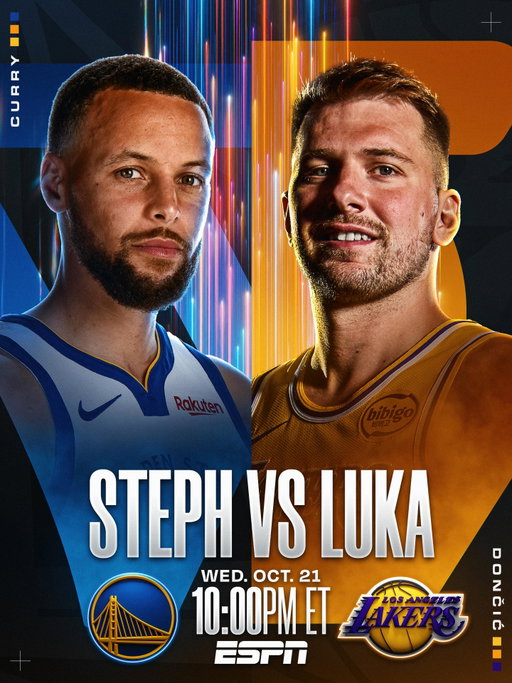 STEPH. LUKA. MUST-SEE TV. 🤩

Stephen Curry and the Warriors meet Luka Dončić and the new-look Lakers in a marquee California showdown during Opening Week of the 2026-27 NBA season!

📅 Wednesday, October 21 on ESPN