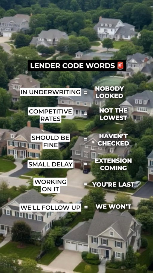 I translated lender code words so you never get lied to again!

#lender #moertgage #lo