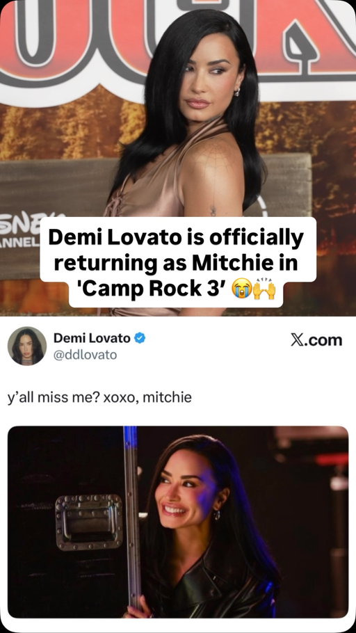 Last night, Demi Lovato reunited with the Jonas Brothers at the Los Angeles premiere of ‘Camp Rock 3.’

She is officially returning to the franchise to reprise her role as Mitchie Torres in a cameo appearance and will also serve as an executive producer for the film.

The new movie features a fresh cast of campers and is set to premiere on August 13 on the Disney Channel.