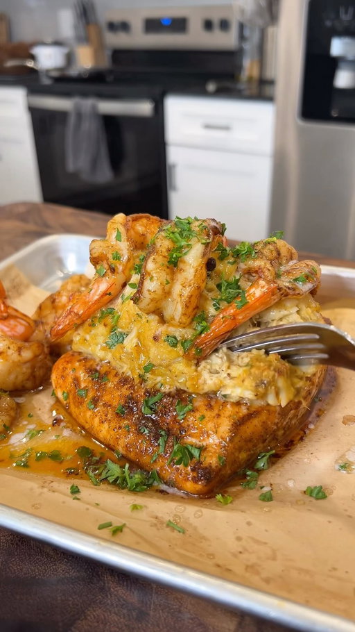 Crab Stuffed Salmon #food #seafood @oldbay_seasoning @mccormickspice