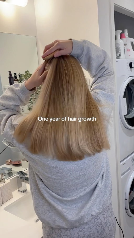 A year of my hair growth 💙 #hairgrowthtips #hairgrowth #haircare #hairjourney #hairgoals