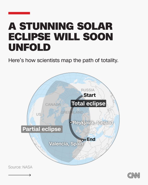 A total solar eclipse darkens the skies when the moon passes between the sun and Earth, casting a shadow onto the planet and blocking the sun's light from some areas of the world, according to NASA.

Here's where and when the eclipse can be seen. 

Tap the link in bio for more.

📸 : Tal Yellin/CNN, Josh Edelson/AFP/Getty Images, Sanjay Kanojia/AFP/Getty Images