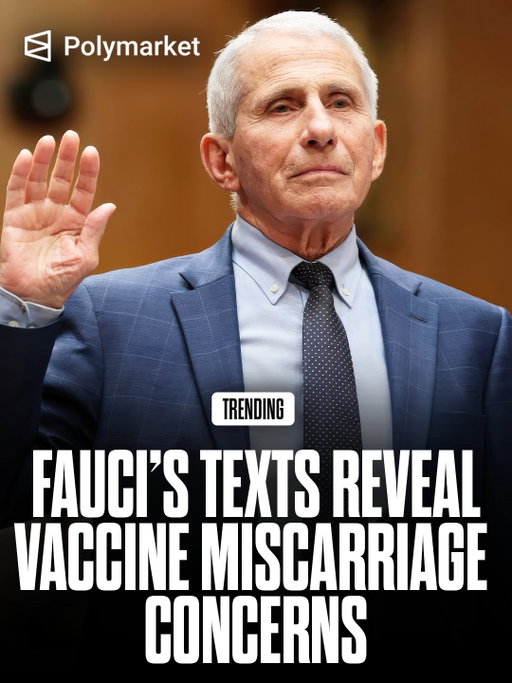 Private text messages reveal Dr. Fauci was internally concerned about a “theoretical” risk of first trimester miscarriage for those receiving a second mRNA vaccine dose.

Around the same time, Fauci publicly stated the vaccine had “no red flags” for pregnant women, a stark contrast to what his private messages suggest he knew.

Fauci recently pleaded the Fifth over 100 times in a Senate hearing about his work, raising further questions about what was known and when.

Traders predict a 39% chance Anthony Fauci will be charged by the end of 2026.