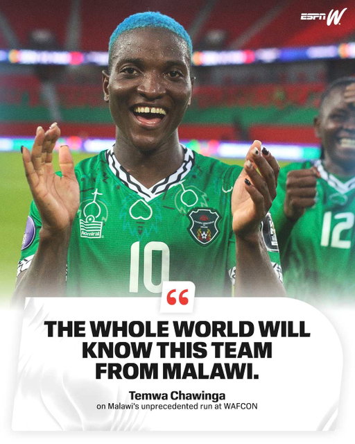 Malawi are on a fairytale run at WAFCON and have a chance at reaching the final in their debut tournament ‼️🇲🇼

Ranked 153rd in the world, they have already stunned reigning champions Nigeria, qualified for their first Women's World Cup and will face Algeria in the semifinal on Wednesday 🔥