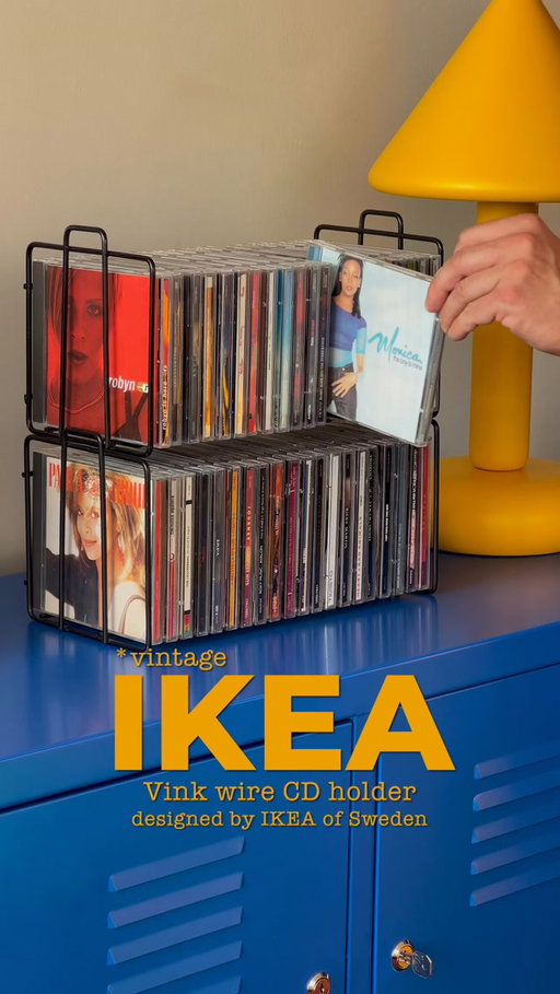Vintage IKEA alert 🚨

Vintage IKEA + music + nostalgia? My three weaknesses in one object. 💥

Introducing the VINK wire cd holder released by IKEA and designed by IKEA of Sweden in the early 2000's. 

I found a few in black and grey which, cool enough, can be stacked to properly hold your CD collection. 💿

Each unit can hold 20 CD's and are made for easy access to unlock any of your music dreams. 

Save for later ✨

#vintageikea #dreamsetup #throwback #ikeaatmine #interiordesign