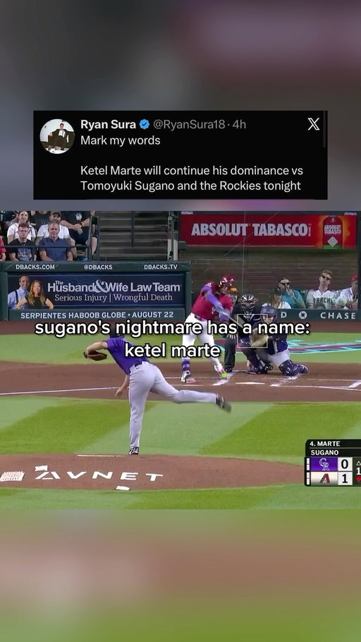 1ST INNING HOMERUN FOR KETEL MARTE

Marte now hitting .556 vs Sugano with 10 total bases in three games