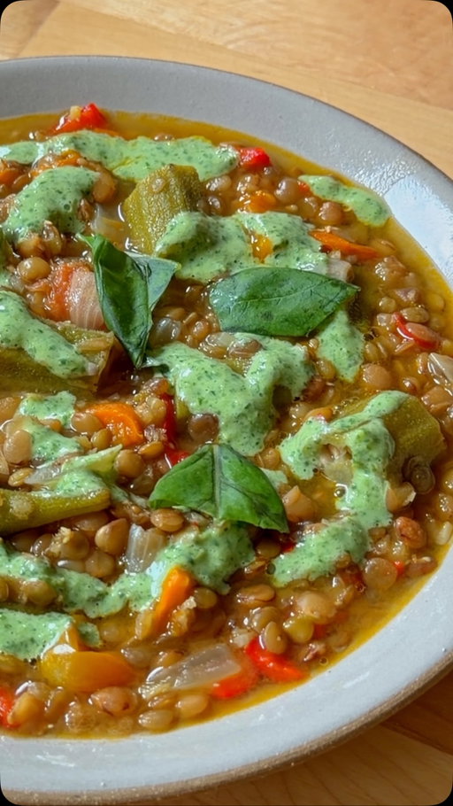 One of my favorite summer recipes from my cookbook! Okra + Lentil Soup with @misfitsmarket Grab 30% off your first order (up to $30 off) with code PIERCE30! (terms and conditions apply) #MisfitsMarketPartner