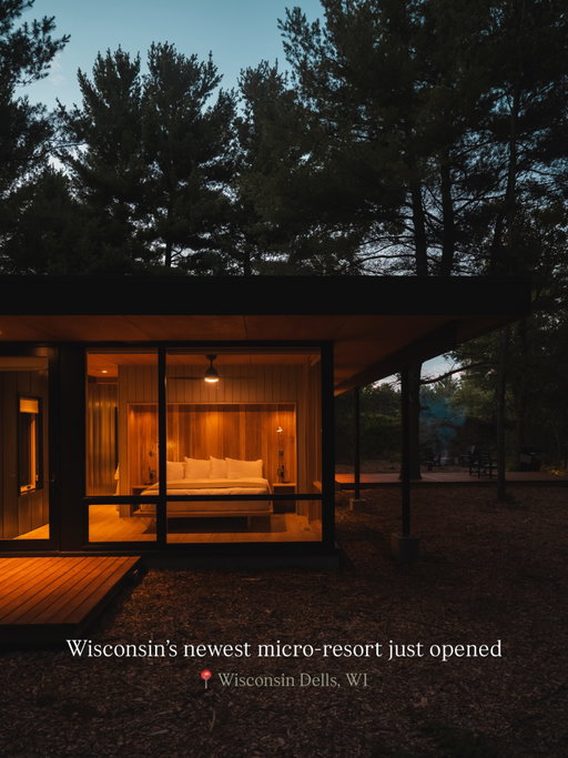 📣 NEW architect designed micro-resort in Wisconsin📣

Tucked into a secluded woods near the Dells of the Wisconsin River sit three new contemporary cabins unlike any I’ve ever seen before 🤯

[ save this post as a reminder to book for a special occasion ] 

Floor to ceiling glass in every single room. Rivers that flow underneath the cabin, cozy wood used inside and out of the build to provide an incredible warmth to the spaces🔥 

Top notch amenities including spa like showers, wood fired hot tubs, private trails and a large private pond on the property. Oh, and one of the trails leads directly to a winery 🍷

The cabins each have 1-2 bedrooms and sleep 2-4 people, perfect for a couples getaway or small families or friend stays 🛏️

This is one of the most uniquely designed, thoughtfully curated properties Wisconsin has to offer! 

🔗 Comment STAY to be sent the booking link + my personal recs for the best things to do in the area (including where to paddle through a cave)! 

Perfect anniversary, birthday, or celebratory stay for you and your significant other 🍾 

Cabin seen above is ‘The Point’ cabin which was a person favorite on the property given its unique water feature 🌊

📍 @stayoakandember - Wisconsin Dells, Wisconsin

Be sure to follow @jonkreye for the best stays in the USA!