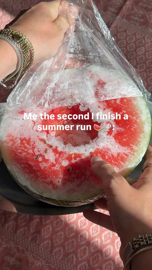 The viral watermelon ice cream got a hydration upgrade 🍉
 
Ingredients:
½ watermelon
½ cup milk of choice
1 packet of Thorne’s Watermelon Daily Electrolytes
 
Instructions:
Freeze half a watermelon overnight, add your milk of choice and Thorne Watermelon Daily Electrolytes, then scrape until creamy.
 
Are you choosing a post-run drink or post-run dessert?