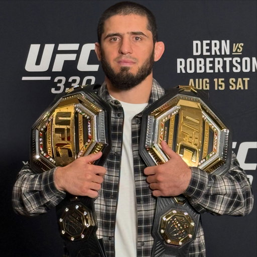 Islam Makhachev, on the cusp of history, poses at #UFC330 media day 🏆🏆