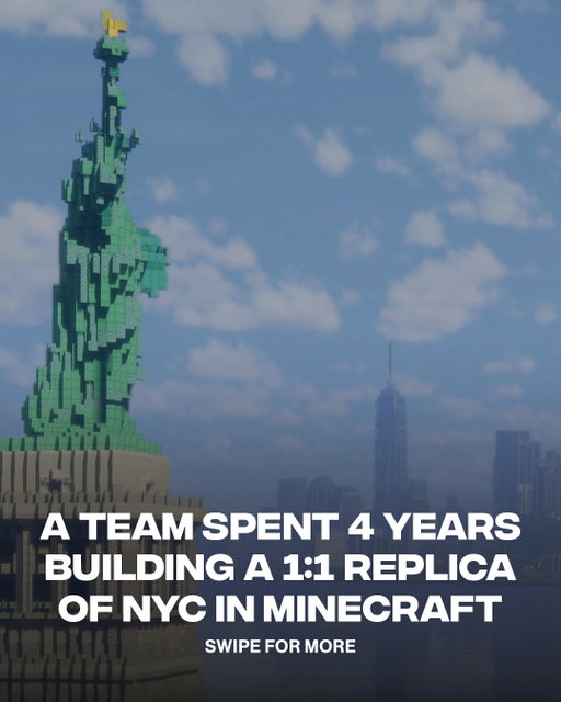 4 years is crazy work
ㅤ
A team of Minecraft builders has spent four years recreating New York City at a 1:1 scale. The team has built part of Lower Manhattan and continues to recreate the city block by block. The project is part of Build The Earth, and the team has a server where other Minecraft players can join and help build more of NYC.
ㅤ
📸: @alpine.builds