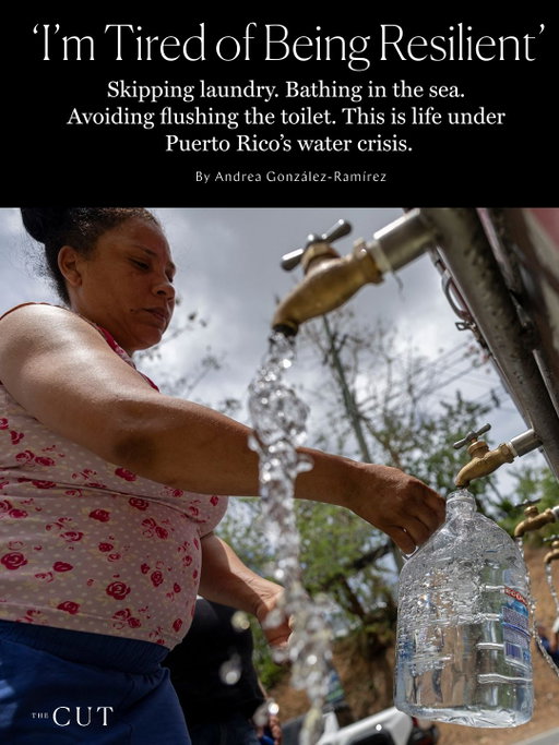 More than 180,000 Puerto Ricans are currently experiencing mandatory water shutoffs every 48 hours, after Governor Jenniffer González-Colón declared an island-wide state of emergency on August 4. Nearly 25 percent of the U.S. colony is currently experiencing a severe drought, and another 36 percent is under moderate drought conditions. González-Colón has requested the assistance of the federal government; President Trump has yet to comment on the crisis. 

These dry taps have put Puerto Ricans in an impossible position. 
“The situation is draining people’s minds, bodies, and bank accounts,” says Jossie Valentín, a San Juan resident. Locals are bathing in the sea and collecting water from air-conditioning units, while grocery stores are routinely all out of bottled water. Meanwhile, experts have warned that the lack of water constitutes a public health crisis, putting people at risk of gastrointestinal illnesses and other diseases. “This is a humanitarian crisis,” says Valentín.

The Cut’s Andrea González-Ramírez (@andreagonram) spoke to multiple Puerto Rican residents about the conditions they’ve endured throughout the island’s water crisis, and their frustrations with a government that’s seemingly unprepared for the drought. Read the full report at the link in bio.

Photos: Getty Images