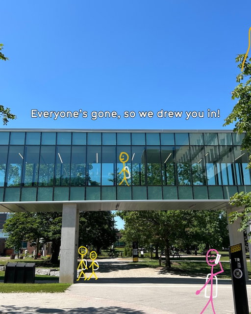 Campus is feeling emptier with everyone in exams, so we had to draw you back in! ✏️👀 We miss seeing you around Warriors!

#uwaterloolife #uofwaterloo #campuslife #campus
