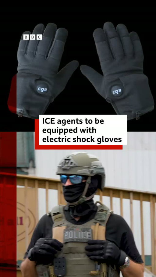 US Immigration and Customs Enforcement (ICE) officers may soon be equipped with gloves that can deliver electric shocks as they carry out their law enforcement duties.
 
ICE plans to spend up to an estimated $20m (£14.8m) to buy the Generated Low Output Voltage Emitter, according to a note published on Monday by the Department of Homeland Security.
 
Tap the link in @BBCNews’s bio to learn more.
 
#BBCNews