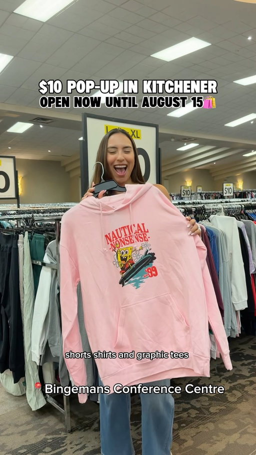 KITCHENER 👀 Come with me to check out the viral $10 Pop-Up Sale at Bingemans! 🛍️🔥 I checked out BOTH halls and there’s so much to shop — thousands of brand-new shoes & clothing for men and women, all for $10 or less!

📍LOCATION: Bingemans Conference Centre (425 Bingemans Centre Dr, Kitchener, ON)

👟 BALLROOM: $10 Shoe Sale
👕 MARSHALL HALL: $10 Clothing Sale

🗓️ OPEN NOW until August 15
⏰ WED–FRI: Both halls 10AM–9PM
SAT: Clothing 10AM–6PM | Shoes 10AM–8PM
🚗 FREE ENTRY & FREE PARKING

Follow @popupgiant for daily restocks & event updates! 🔥

#popupgiant #kitchener #waterloo #cambridge #warehousesale