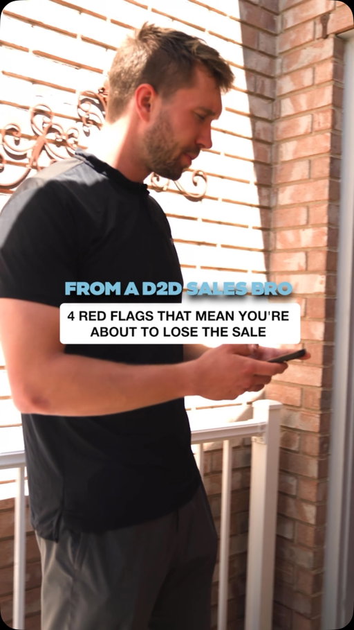 Most reps do not lose the sale at the close. They lose it in the four moments before it that they were not paying attention to.

The homeowner who stops making eye contact has mentally checked out of the conversation. It usually means the value build went too long or too generic. The interaction needed a question somewhere in the last sixty seconds and did not get one.

The homeowner who starts looking at their phone or back inside the house is not distracted. They are signaling that the conversation stopped feeling worth their time. That is almost always a pitch that kept talking past the point where the homeowner had already heard enough.

The homeowner who gives one-word answers to qualifying questions is not reserved. They are protecting themselves from a pitch they already feel coming. The warmth in the opener did not land, or it wore off too quickly before the service came up.

The homeowner who agrees with everything you say but never asks a question back is not sold. They are managing you toward the door. Genuine interest produces curiosity. Polite endurance produces silence and a soft no at the price.

All four of these are recoverable if you catch them in time. Most reps do not catch them at all.

Which red flag shows up most in your interactions before you lose a door?