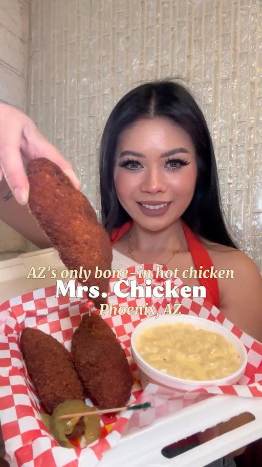 📍 @mrschickenaz
4011 North 32nd Street
Phoenix, AZ 85018

You may need to sign a waiver to eat here 🔥 Mrs. Chicken is Arizona’s OG hot chicken, and the only spot doing it bone-in.

#nashvillehotchicken #phoenixeats #friedchickensandwich #foodreview