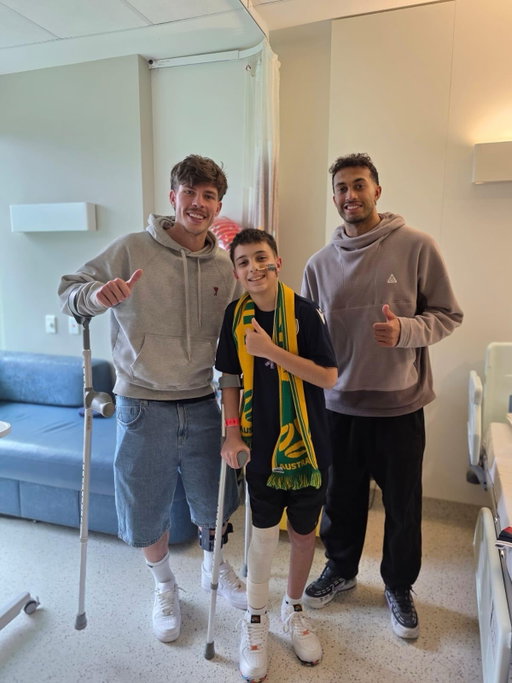 Nishan Velupillay was joined by Socceroos teammate Jordan Bos on a special visit to see Chris Saliba. 💙

Chris, one of the Club’s Pre-Academy Centre program players, is currently rehabilitating at The Royal Children’s Hospital Melbourne after he suffered critical leg injuries in an accident earlier this year.

He was presented with a signed Victory shirt before Nishan and Jordan spent time talking to him and his family about their experiences at the 2026 FIFA Men’s World Cup, which Chris watched every match of from his hospital bed.

#mvfc #forevervictory