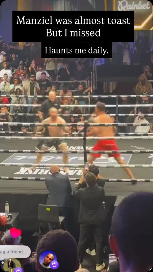He was almost dead. I missed it happens. @jmanziel2 
U on my side for this fight? U got away lucky. I can’t talk shit. Honored to run it back with @brandriskpromotions and @adinross love u boys. Thanks for being the homies