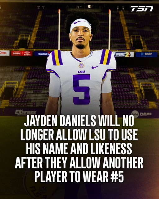 Jayden Daniels’ legal team has sent a cease and desist to LSU regarding the use of his name and likeness, per ESPN’s Mark Schlabach. Daniels’ legal team cites the reasoning as disappointment in the school’s decision to allow sophomore cornerback DJ Pickett to switch from #3 to #5; Daniels’ number when he won the Heisman Trophy with LSU. No one has worn #9 for LSU since Joe Burrow left the school in 2019 following his Heisman Trophy season.