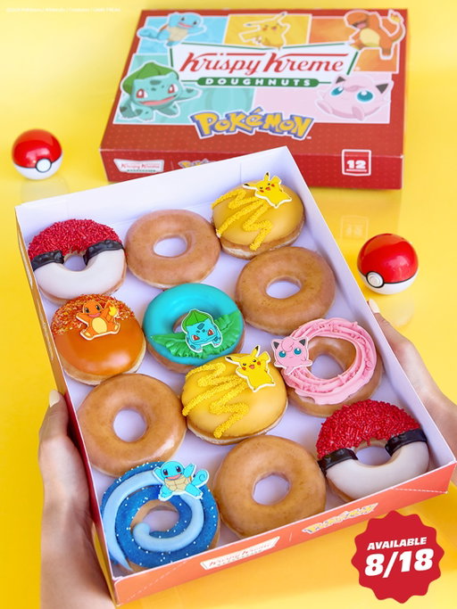 Trainers, your sweet doughnut adventure starts 8/18! 🍩

An iconic lineup of Pokémon-inspired doughnuts are landing at a Krispy Kreme near YOU!

💛 Pikachu: lemon flavored kreme filling, vanilla icing, Pikachu piece
🩷 Jigglypuff: strawberry flavored buttercreme, strawberry cookie crumble, Jigglypuff piece
🧡 Charmander: chocolate and toasted marshmallow flavored filling, orange caramel icing, Charmander piece
💚 Bulbasaur: vanilla flavored icing, buttercreme leaves, Bulbasaur piece
💙 Squirtle: cotton candy flavored buttercreme, sparkling sugar, Squirtle piece
❤️ Poké Ball: vanilla icing, red sprinkles, chocolate icing
✨ Original Glazed Gold Doughnut Dots: Original Glazed Doughnut Dots tossed in gold dusting

Which doughnut are you catching first? 👇🍩