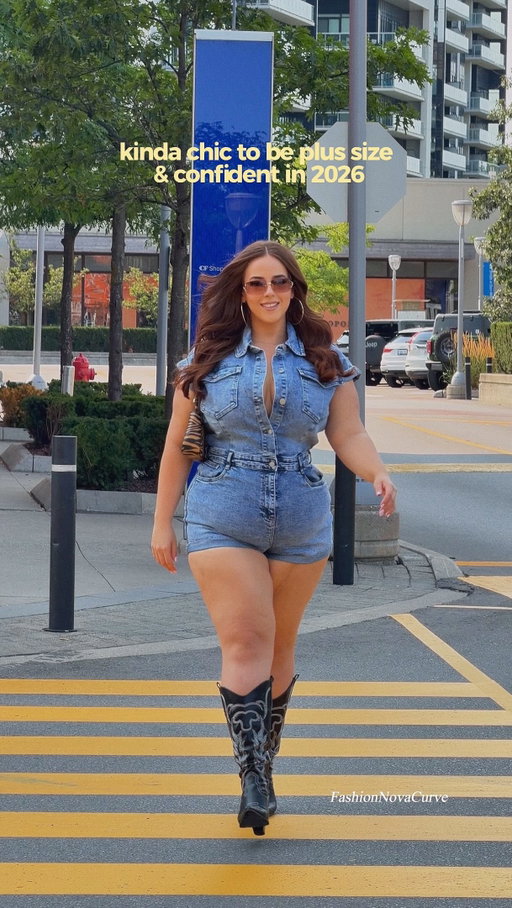 @FashionNovaCurve • kinda chic to be plus size & confident in 2026 ✨ #ad

- Know You Better Denim Romper
- Bringing It Back Sunglasses 
- In The Wild Faux Leather Shoulder Handbag
- Moving Along Cowboy Boots 
All from @FashionNova 🖤

#plussizeconfidence #plussizestyle #bodypositivity #confidence