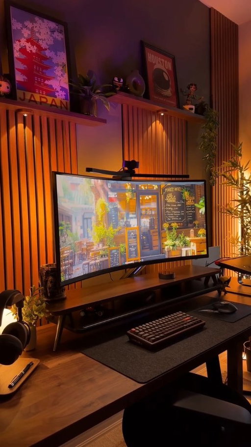 Cozy lights, cozy desk vibes 🌇

Love how warm light looks a bit orangy on the wooden panels — that's definitely my favorite, the one I use the most.

But I also like throwing in a different accent light here and there for a bit of contrast 💡

#desksetup #cozysetup #cozygamingsetup #setupinspiration #aestheticsetup