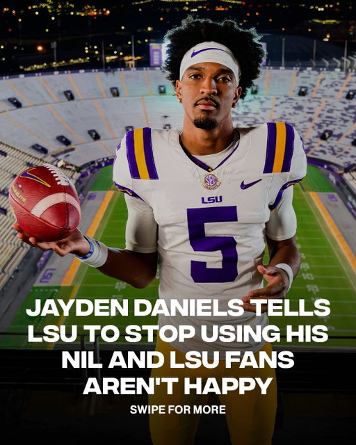 Jayden Daniels is standing 10 toes down over LSU not using his name, image or likeness, and LSU fans are in shambles 😭😭😭

(📸: Getty)