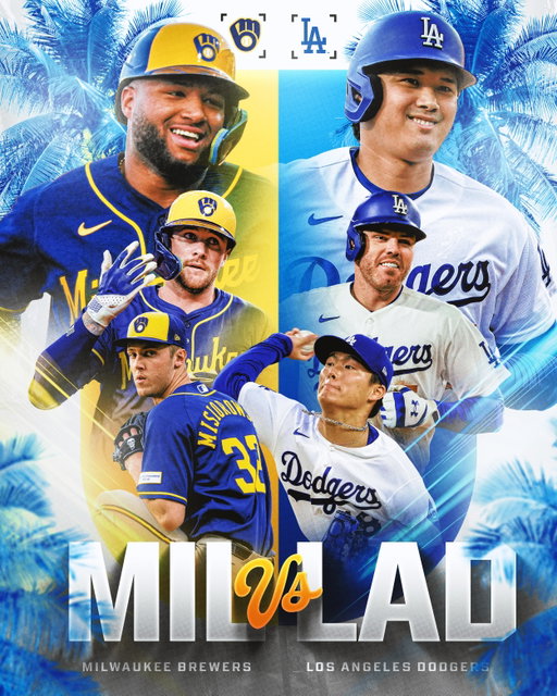 Two of the NL’s best start a huge 4-game series tonight 🍿

The Brewers travel to Los Angeles for a rematch of last year’s NLCS against the Dodgers!