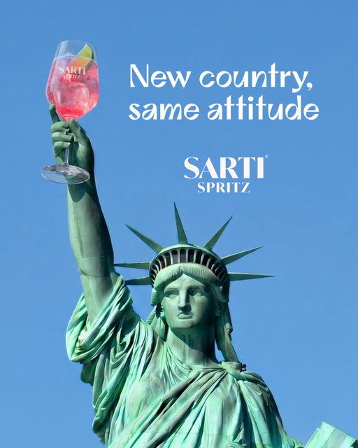 She’s been waiting for this. Sarti Spritz can now be found across the US - have you spotted it at your local bar or wine shop yet?🗽🩷 #SartiSpritz #EnjoyResponsibly