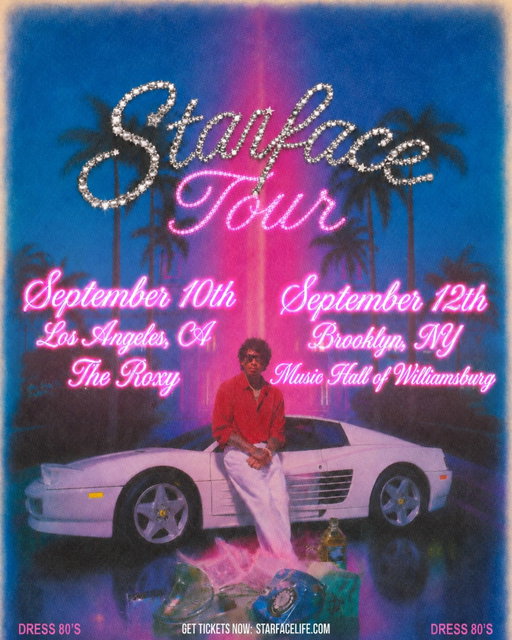 FIRST REAL LIVE @starfacelife SHOWS LA & NY
..ITS A 80s PARTY. DRESS 80s. TICKETS ON SALE TOMORROW ON STARFACELIFE.COM
