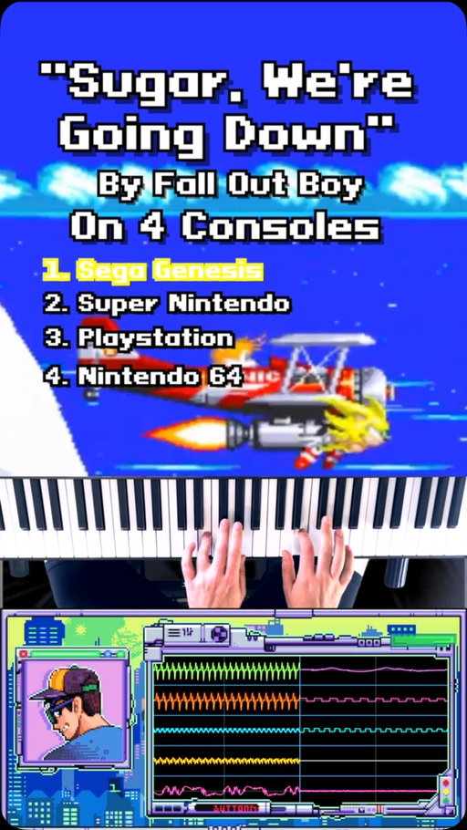 “Sugar, We’re Going Down” by @falloutboy — except I played it on 4 consoles, and each section actually sounds like the machine it came from. 🎮

Sega Genesis → Super Nintendo → PlayStation → Nintendo 64. 

🎟️ Catch this stuff LIVE — SUPER BUTTON MASHER TOUR THIS FALL. Tickets at the link in bio.

Which console did it best? 👇#chiptune #videogamemusic #music #musician #livemusic