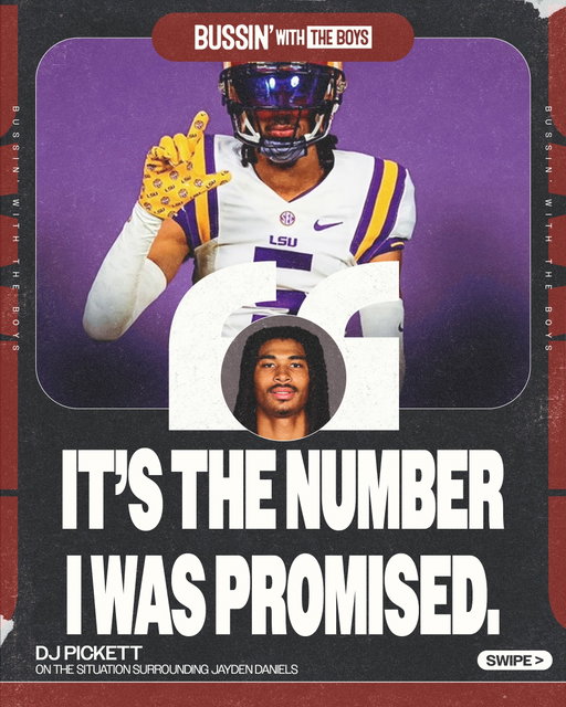 LSU CB DJ Pickett addressed the Jayden Daniels situation after Day 8 of fall camp

Pickett wished Daniels the best, but made it clear he’ll be staying in No. 5

🎥: @znagy20