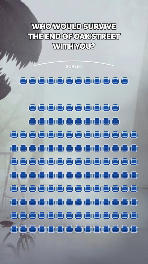 Share your favorite seat when you see THE END OF OAK STREET 🦖 get your 🎟️🍿 now!