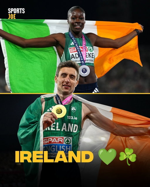 What an amazing night for Ireland 💚🇮🇪

Mark English wins Ireland’s FIRST EVER male European Championship GOLD medal at age 33, showing amazing determination, and showing how truly good he is! 

Rhasidat Adeleke, battled back from a year filled with injuries, barely making the tournament and coming away with a SILVER medal and a national record. 

Two unbelievable achievements, made Ireland proud 👏