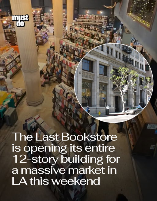 Bookworms, get yourselves ready.

The Last Bookstore is opening all 12 floors of the building it calls home for a massive pop-up market this weekend.

The Spring Arts Tower Takeover returns Saturday, August 15, filling the historic building that houses The Last Bookstore with hundreds of local vendors selling art, clothing, collectibles, food, oddities and more.

Tickets are $5 for a timed two-hour entry and include a $3 coupon to use at The Last Bookstore.

The event runs from 10 AM to 6 PM at 453 S Spring Street in Downtown LA.

By the way, we have a weekly newsletter rounding up what’s worth doing and knowing about in Los Angeles. One newsletter. Once a week. Link in bio.

Media via @lastbookstorela

#mustdolosangeles #labookstores